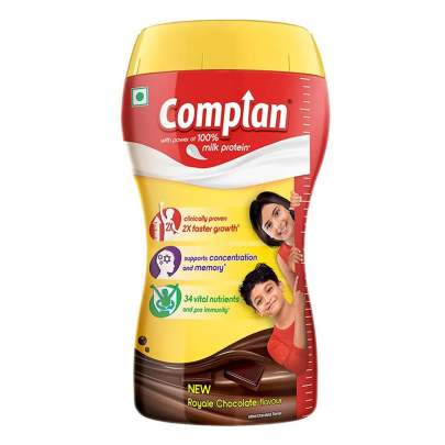 COMPLAN ROYALE CHOCOLATE NUTRITIOUS HEALTH DRINK - VITAMIN C & A SUPPORTS KIDS IMMUNE, CLINICALLY PROVEN FOR 2X FASTER GROWTH FORMULA, 200GM JAR 