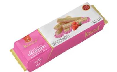 KRAVOUR DELICIOUS STRAWBERRY FLAVOURED WAFER BISCUITS 100GM 