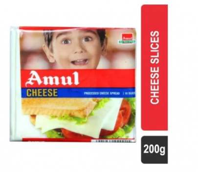AMUL PROCESSED CHEESE SLICES 200G (10UX20G)
