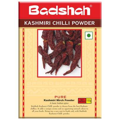 Badshah Kashmiri Red Chilli/Chilly Powder/Natural and Fresh Lal Mirch Powder / 100 Gram/No Preservatives/Pack of 1 / Basic Indian Spices