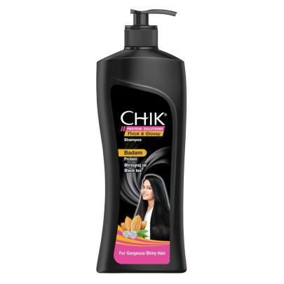 Chik Protein Solution Thick And Glossy Shampoo|For Gorgeous Shiny Hair |With The Goodness Of Badam Protein, Bhringraj Oil And Black Tea| 340ml