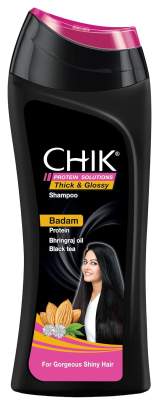 Chik Protein Solution Thick And Glossy Shampoo|For Gorgeous Shiny Hair |With The Goodness Of Badam Protein, Bhringraj Oil And Black Tea| 175ml