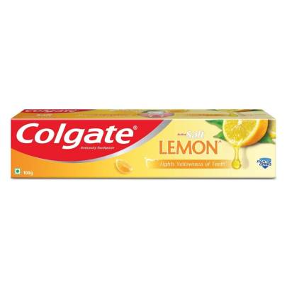 Colgate Active Salt Lemon Toothpaste, Germ Fighting Toothpaste for Healthy Gums, Removes Yellowness of Teeth, 100g, 100 g