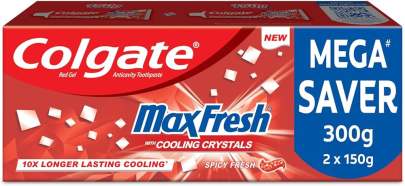 Colgate MaxFresh Red Gel Anticavity Toothpaste - With Cooling Crystals, Spicy Fresh, 150 g (Pack of 2)