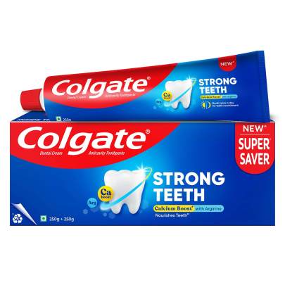 Colgate Strong Teeth, 500g, India’s No: 1 Toothpaste Brand, Calcium-boost for 2X Stronger Teeth, Prevents cavities, Whitens Teeth, Freshens Breath