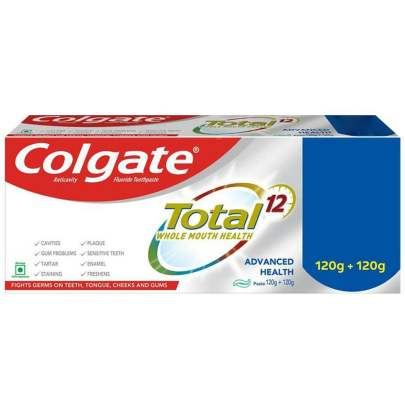 Colgate Whole Mouth Health, Antibacterial Toothpaste, 120gm + 120gm (Advanced Health, Saver Pack) - 240 gm, 240 g (Pack of 2)