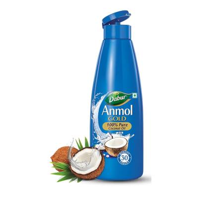 Dabur Anmol Gold 100 % Pure Coconut Oil - 600ml | Natural | Nariyal Tel | Sourced from Handpicked Sundried Coconuts | Multipurpose Oil