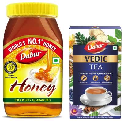 Dabur Honey - India's No.1 Honey -1.2 Kg =1 kg +200g free (Get 20% Extra) & Dabur Vedic Tea - 500g (Black Tea)