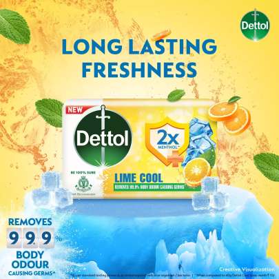 Detol Lime Cool With Mentol Soap, 4 pices x 100g