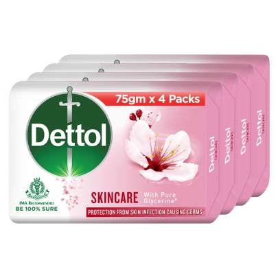 Dettol Skincare Germ Protection Bathing Soap bar, 75gm (Pack of 4)