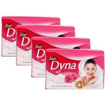 Dyna Premium Rose & Milk Cream Soap 125gm x 4