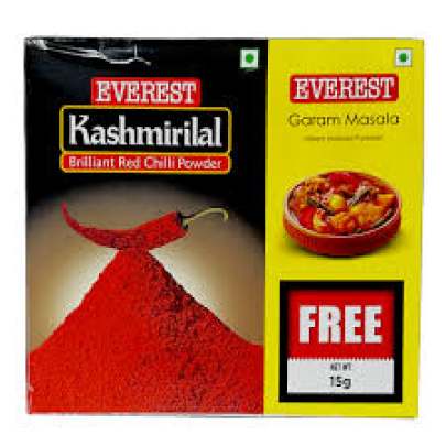 Everest Powder, Kashmirilal Brilliant Red Chilli Powder,100g + free everest garam masala 15g