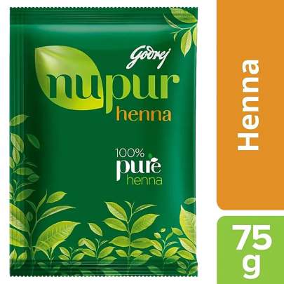 Godrej Nupur Hair Colour Solution - 100% Pure Henna Mehendi, Natural Conditioning & Anti-Dandruff, 75 g