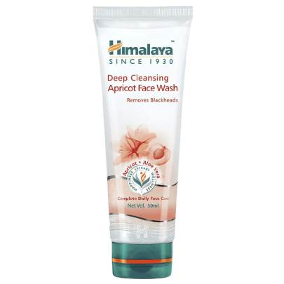 Himalaya Deep Cleansing Face Wash - Apricot & Aloe Vera, Complete Daily Face Care, 100% Herbal Actives, 50 ml