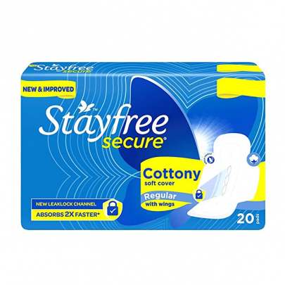 JOHNSONS STAYFREE SECURE COTTONY SOFT COVER REGULAR 20N PADS