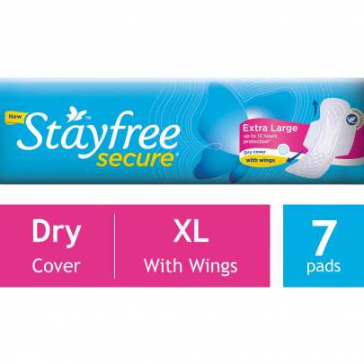 JOHNSONS STAYFREE SECURE DRY COVER EXTRA LARGE XL 7N PADS