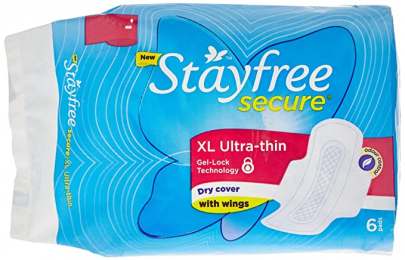 JOHNSONS STAYFREE SECURE XL ULTRA - THIN DRY COVER 6N PADS