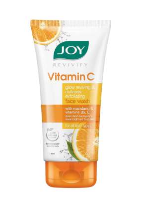 Joy Revivify Vitamin C Face Wash | Glow Reviving and Dullness Exfoliating | Brightening Face Wash with Mandarin, Vitamin B5, E - Parabens Free - For A