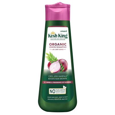 Kesh King Organic Onion Shampoo With Curry Leaves Reduces Hair Fall Upto 98%,Boosts Hair Growth&Keeps Hair Smooth Upto 48Hrs|Repairs Dry&Damaged Hair|