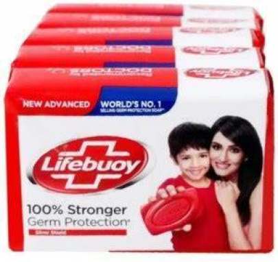 Lifeboy 100% Stronger  Germ Protection Soap, 5 pices x 100g