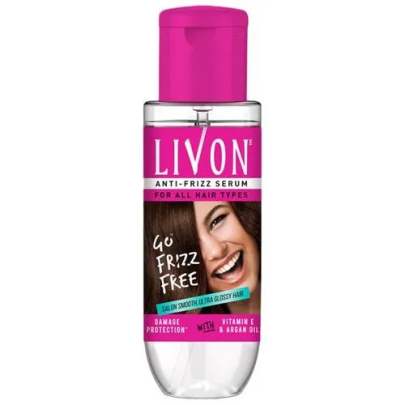 Livon Serum Anti-frizz Serum - For All Hair Types, Damage Protection, With Vitamin E & Argan Oil, 20 ml