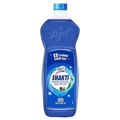 Lizol Shakti 900ml - Aqua Fresh Disinfectant Floor Cleaner | Suitable For All Floor Cleaner Mops | 2X better cleaning Vs Phenyl