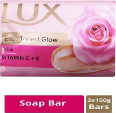 Lux Even-Toned Glow Bathing Soap infused with Vitamin C & E For Superior Glow Offer Pack of 3 x 150g Brand: Lux