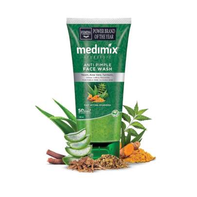 Medimix Ayurvedic Anti Pimple Face Wash for pimple free, glowing skin | With Neem, Aloe Vera and Turmeric | 100 ml