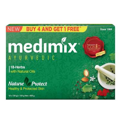 Medimix Ayurvedic Classic 18 Herbs Bathing Soap 125g (Buy 4 Get 1 EXTRA Combo Pack) | Natural Oils For Healthy & Protected Skin | Shop Herbal | Natura