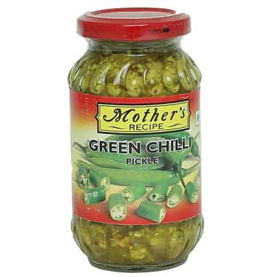 Mother's Recipe Pickle - Green Chilli, 400 g Jar