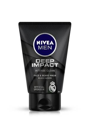 NIVEA MEN Deep Impact Face Wash 100g | With Black Carbon | Intense Clean, For Beard & Face | Removes Oil and Impurities 100G