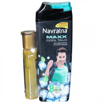 Navratna Maxx Cool Talc (Free Navratna Gold Ayurvedic Oil 50 ml) 100 g