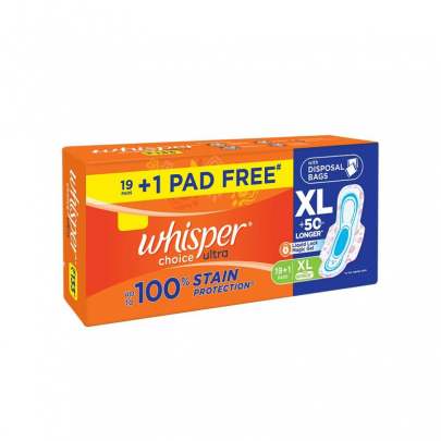 P AND G WHISPER CHICE ULTRA XL 19PADS +1 PADS FREE