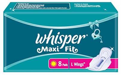 P AND G WHISPER MAXI FIT L WINGS 8 PADS