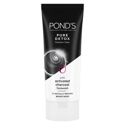 Pond’s Pure Detox, Facewash, 150g, for Fresh, Glowing Skin, with Activated Charcoal, Daily Exfoliating & Brightening Cleanser, Pollution Clear Face Wa