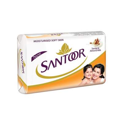 Santoor Almond Soft With Sandal And Almond Milk Soap 4X100G + free handwash worth 35/-