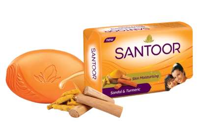 Santoor Sandal & Turmeric Skin Moisturising Soap – 4 Pieces x 100g 