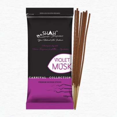 Shah Fragrances Violet Musk Zipper Incense Sticks  100g