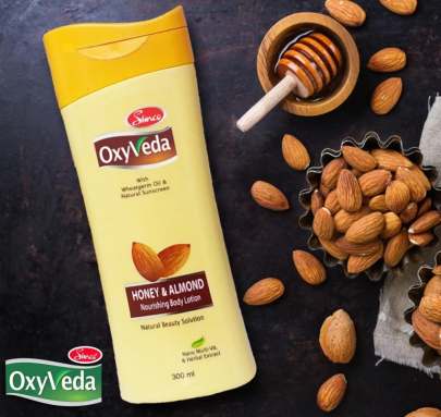 Simco Oxyveda Honey & Almond Nourishing Body Lotion, 300 ml | Deep Absorbing Body Lotion | Best Body Lotion for Women & Men