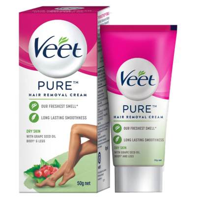 Veet Pure Hair Removal Cream for Women With No Ammonia Smell, Dry Skin - 50g