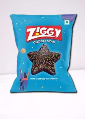 Ziggy - Choco Star choco coated cake with sprinkles , 44 g