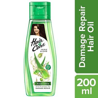 air & Care Triple Blend Non-sticky Hair Oil - For Damage Repair, Aloe Vera, Olive Oil & Green Tea, Classic Fragrance, 200 ml